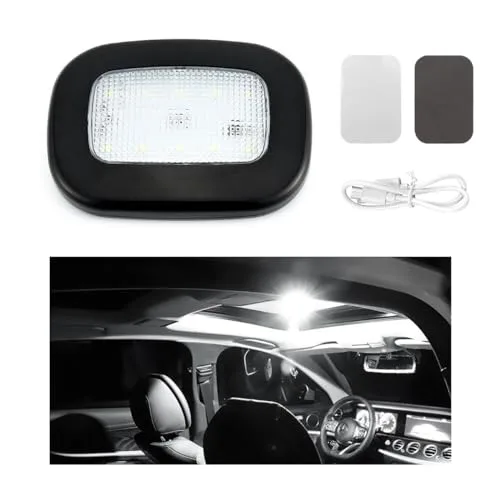 Ohleats Car Interior Ceiling Roof Lights, Magnetic Rechargeable USB Wireless Dome Lamp, LED Auto Map Reading Light Cover for Insider Roof Ceiling, Universal Car Accessories (Black)