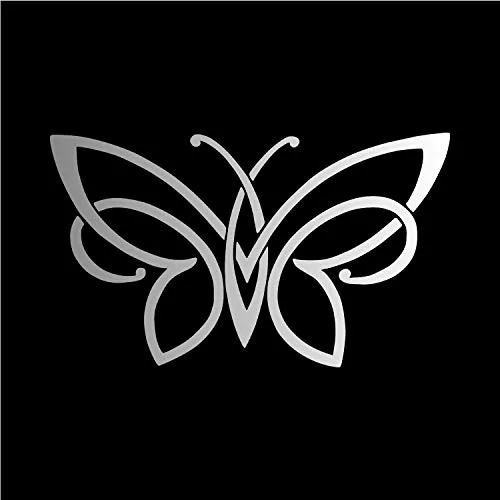 Unique Butterfly [Pick Color] Vinyl Transfer Sticker Decal for Laptop/Car/Truck/Window/Bumper (4" x 2.3", Silver)