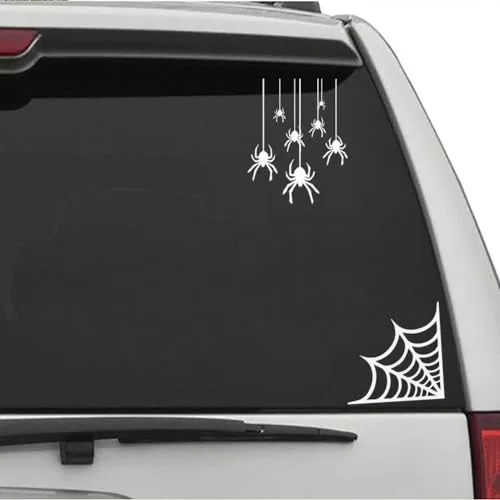 XTRAYXRAY Corner Spider Web Decal Sticker Spider Sticker Cobweb Spiders for Car Truck Wall 2Pack (White), XTR01222HP2