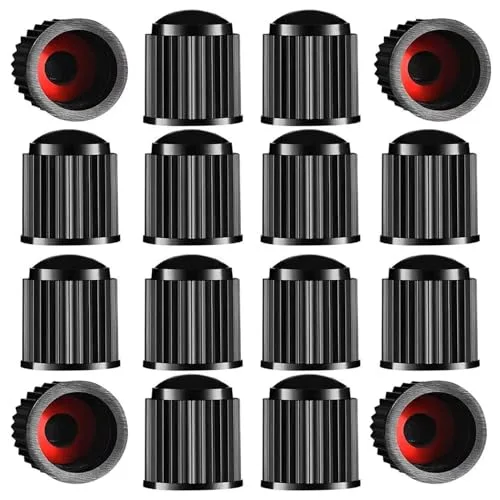 24pcs Tire Valve Stem Caps The Upgraded Version has a Sealing Ring for Car, Motorbike, Trucks, Bike, Bicycle （Black）