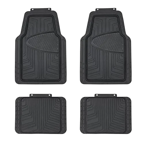 Amazon Basics 4-piece black anti-slip rubber all-weather car floor mats