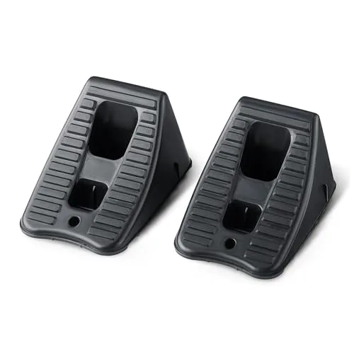Amazon Basics black rubber automotive wheel chocks, two pack