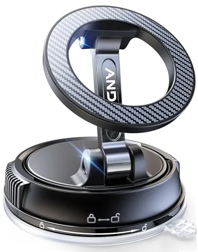 ANDERY carbon fiber magnetic car phone mount with suction base
