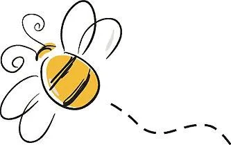 Bee Vinyl Decal Bumper Wall Laptop Window Sticker design, a black and yellow bee outline with a dashed flight trail