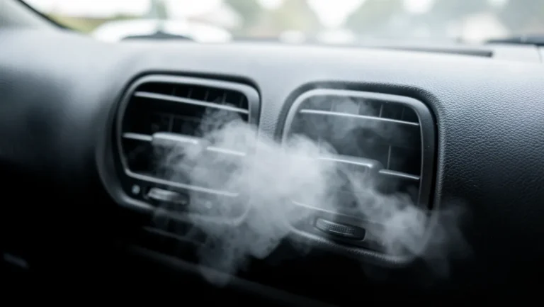 Car dashboard AC vents blowing cold mist after adjustment