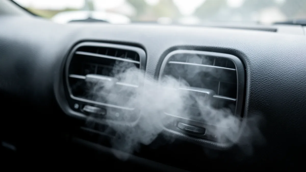 Car dashboard AC vents blowing cold mist after adjustment