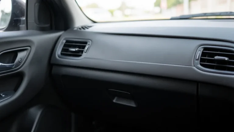 Car dashboard and door panel with a fresh matte black vinyl interior finish