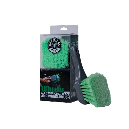 Chemical Guys ACCG08 Wheelie all-surface wheel and exterior brush with green flagged bristles