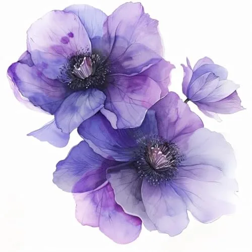 Clematis Flower Car Decal watercolor purple removable vinyl sticker
