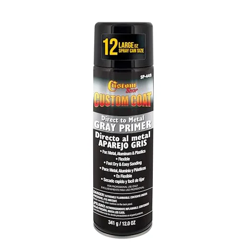 Custom Shop 1K High Build Primer Spray Paint, 12 oz Gray aerosol can