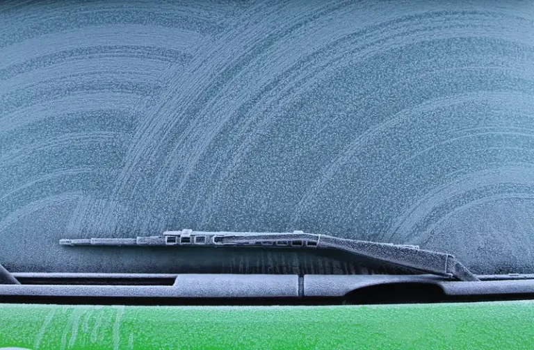 Frosted car windshield with wiper arcs and a wiper blade