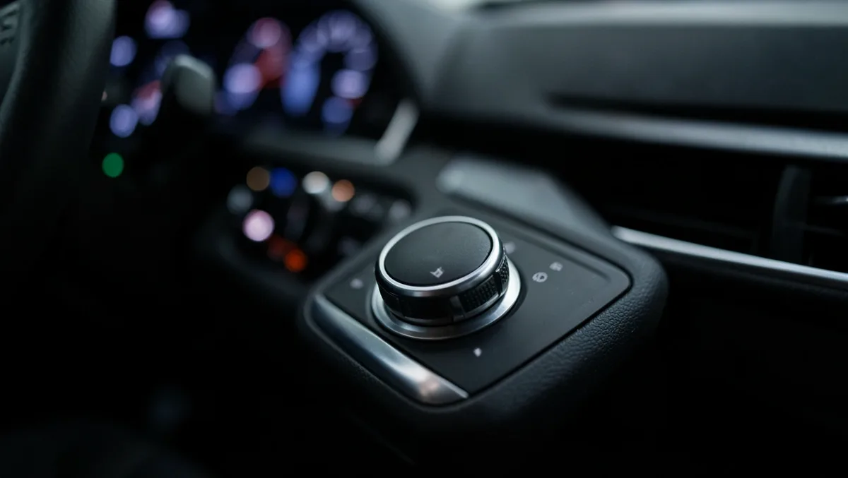 Rotary drive selector dial in a modern electric car center console