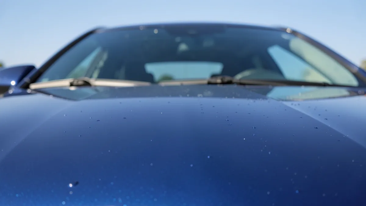 Clean car hood and windshield with a slick, dust-resistant paint surface