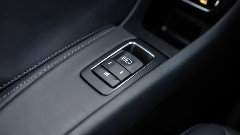 Electronic parking brake button on a car center console