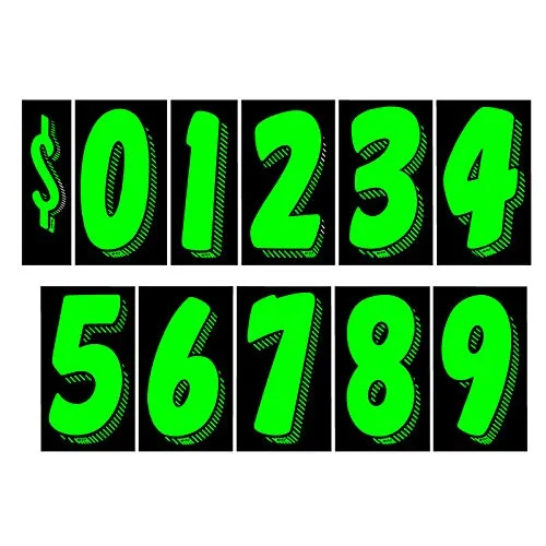 EZ Line chartreuse green windshield price number decal sheet for car dealerships