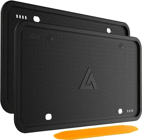 Aujen Silicone License Plate Frames Black, 2 Pack Car License ...