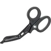 Black trauma shears with serrated lower blade