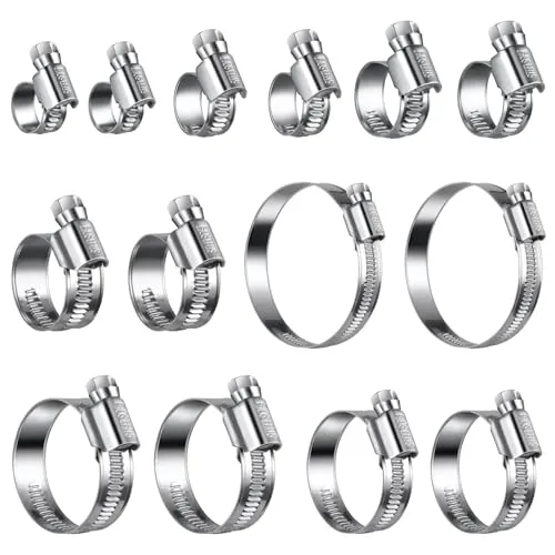 Steelsoft stainless steel worm gear hose clamp assortment, sizes from 5/16 to 2 3/4 inches