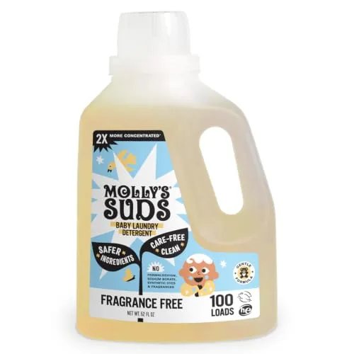 Molly's Suds Baby Liquid Laundry Detergent, fragrance free, 100 loads bottle