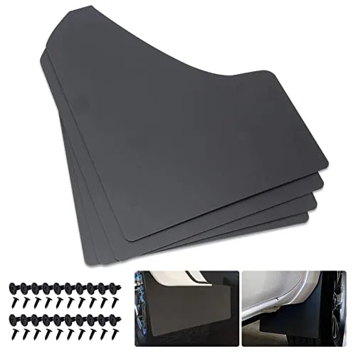SUNPIE 4-piece black universal mud flap kit with included rivet fastener clips