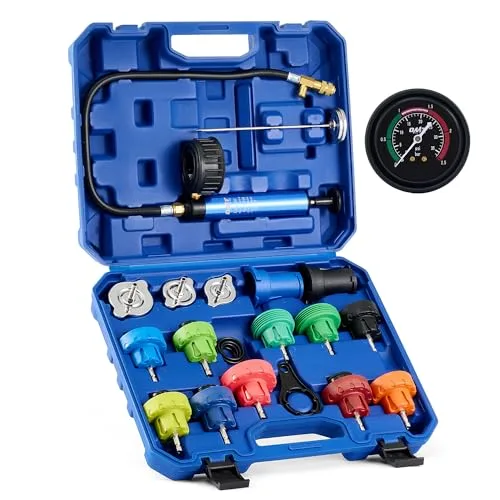 OMT 19-piece coolant system pressure tester kit with gauge and radiator adapters