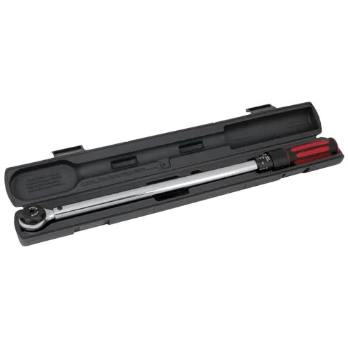 Performance Tool M199 half inch drive click torque wrench in its storage case