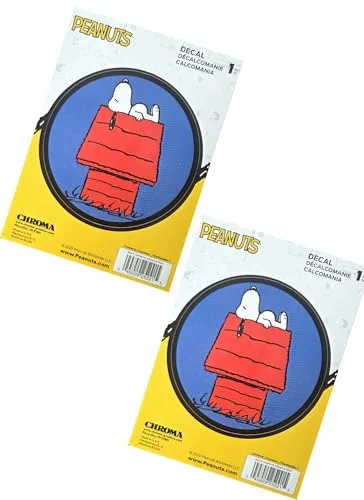 Peanuts Officially Licensed Snoopy on Doghouse Car Decal two pack on its Chroma retail card