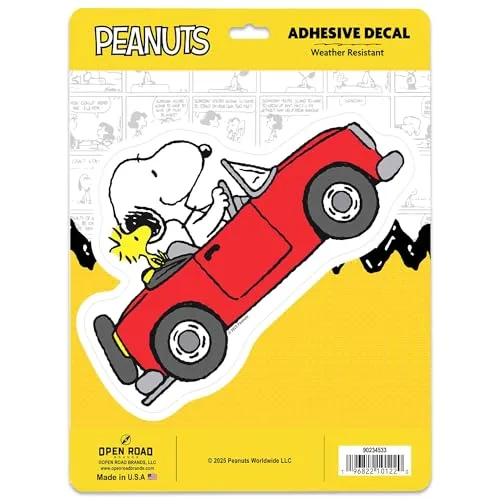 Peanuts Snoopy and Woodstock in Car Adhesive Vinyl Decal on its officially licensed retail card