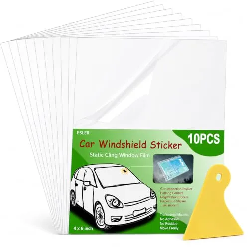 PSLER static cling window film 10-pack with squeegee tool for car windshields