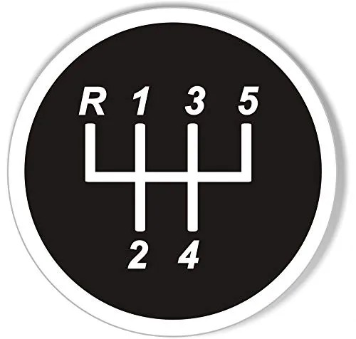 Save The Manuals 5-speed gear shift pattern bumper sticker with an R-1-3-5 over 2-4 diagram