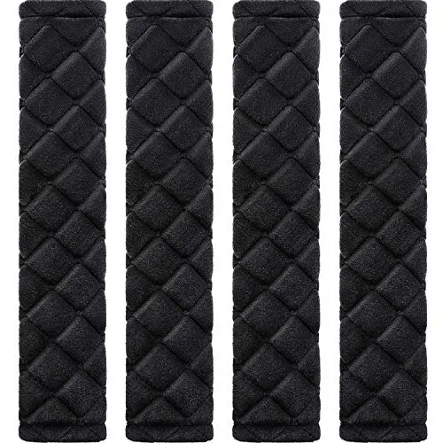 Tatuo 4-pack extra-long quilted black seat belt covers for cars
