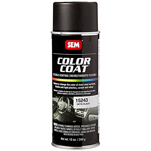 SEM Color Coat satin black aerosol spray paint for vinyl, plastic and carpet