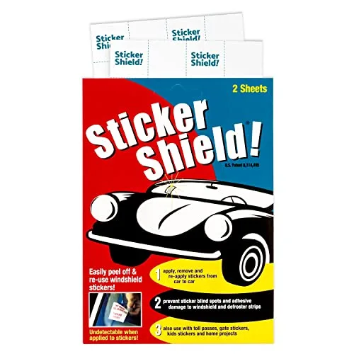 Sticker Shield windshield sticker applicator two-sheet pack for reusing car stickers