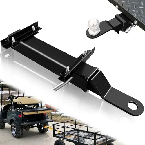 VONLX golf cart trailer hitch with 2 inch receiver and ball mount towing a utility cart