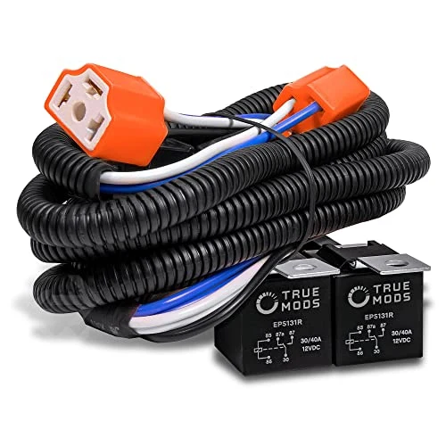 True Mods H6054 H4 LED headlight wiring harness with relays and connectors