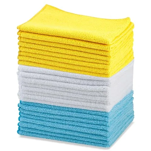 Amazon Basics multicolor microfiber cleaning cloths in a 24-pack for car and home use Amazon Basics multicolor microfiber cleaning cloths in a 24-pack for car and home use