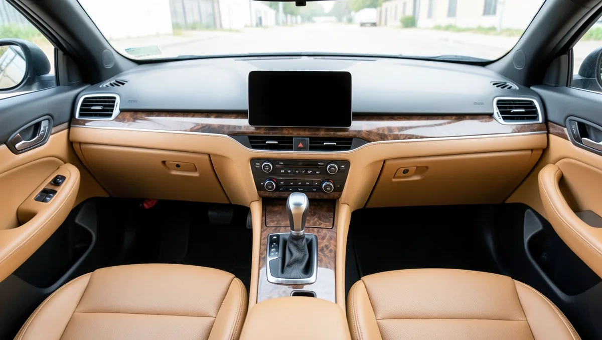 Audi A4 interior dashboard and center console with tan leather seats