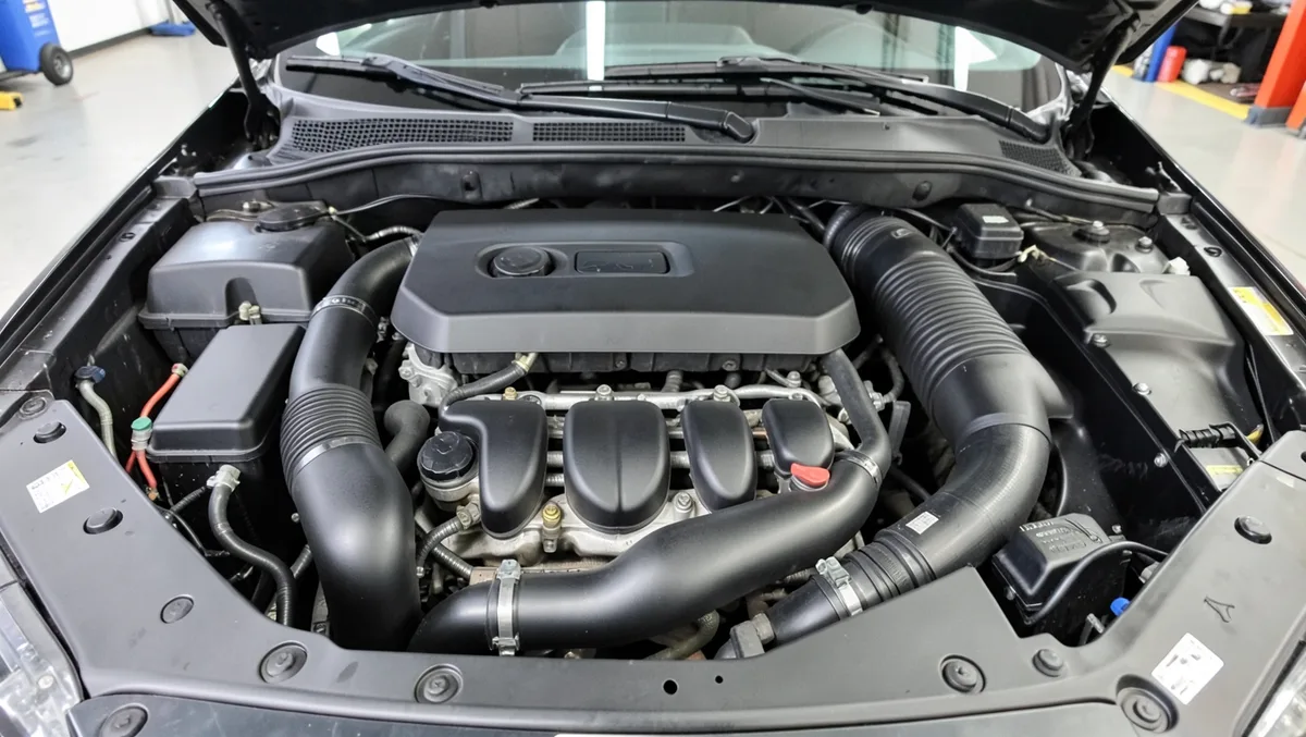 Modern turbocharged four-cylinder engine bay similar to the Audi A4 2.0 TFSI