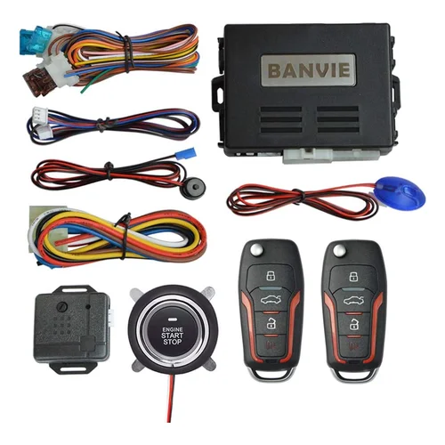 BANVIE Car Alarm System with Remote Start & Push to Start Button | 3 in 1 Car Alarm : ① Car Keyless Entry Alarm Syst