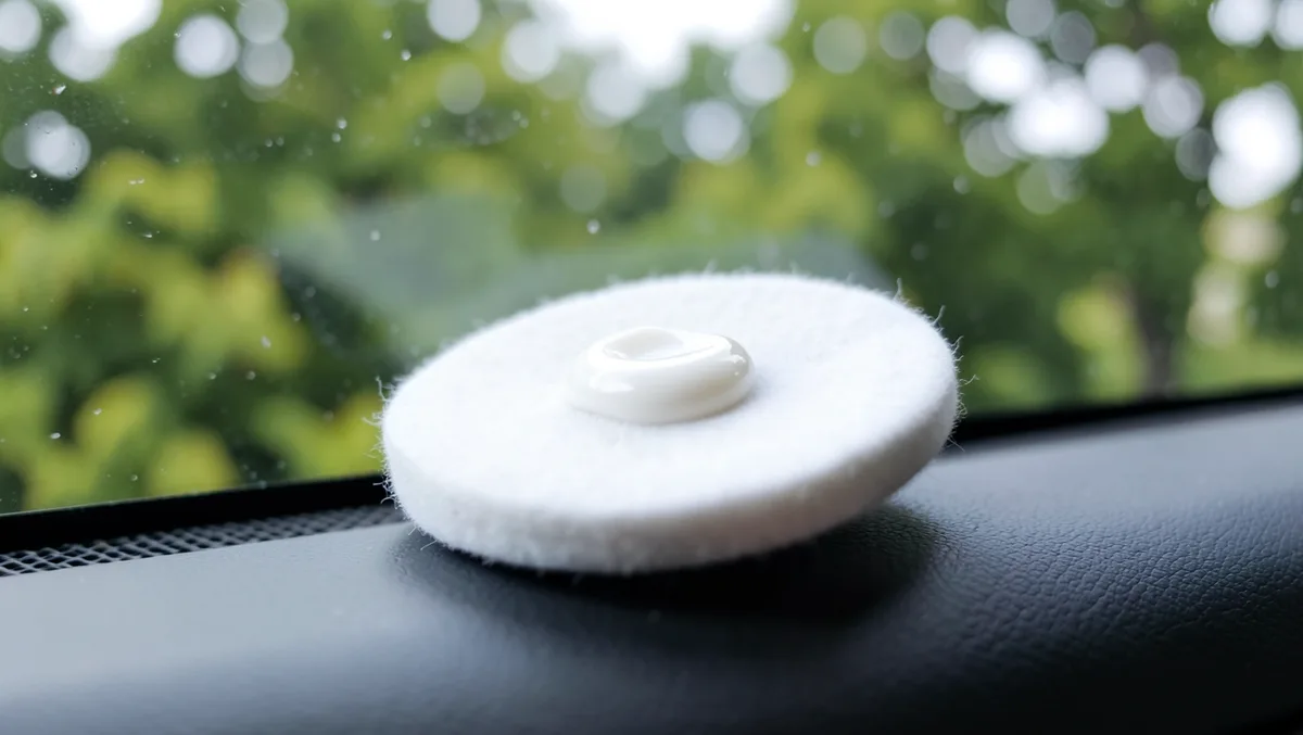 Cerium oxide polishing paste on a felt buffing pad, the compound that actually removes light glass scratches