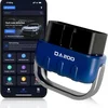 Guistekno Bluetooth OBD2 scanner dongle shown next to a phone running its diagnostics app