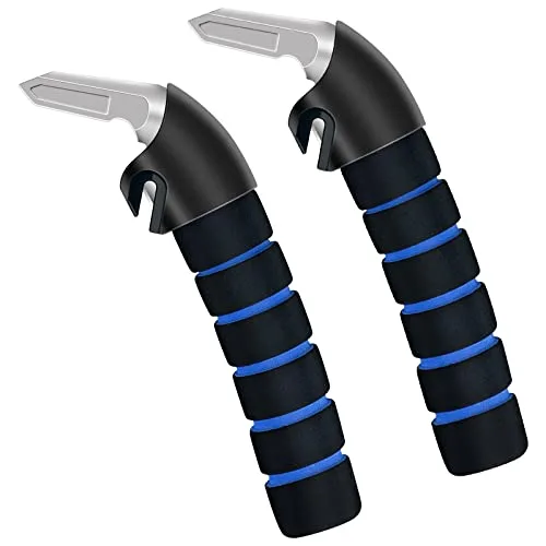 KOUNATSURI 2-pack car door assist handle, black grip with blue foam padding