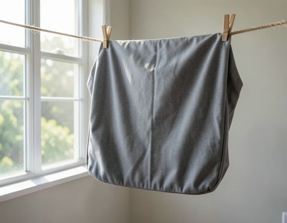 Graco car seat cover hanging to air dry on a clothesline instead of using a dryer