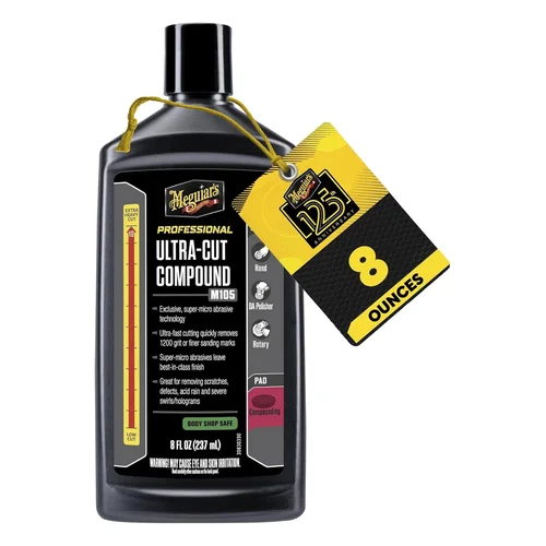 Meguiar's Professional M105 Ultra Cut Compound, 8oz | Car Rubbing Compound , Removes Scratches & Heavy Swirls ,