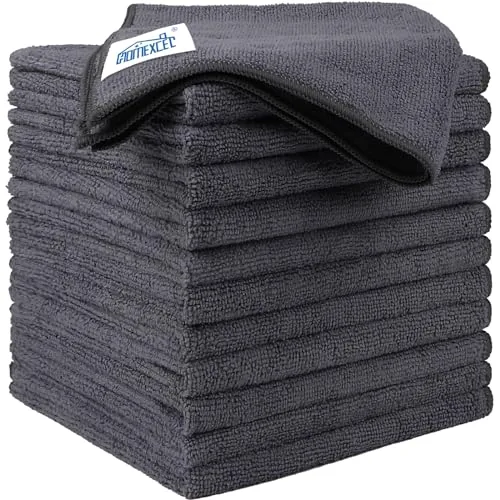 HOMEXCEL grey microfiber cleaning cloths 12-pack for cars, kitchen, and windows HOMEXCEL grey microfiber cleaning cloths 12-pack for cars, kitchen, and windows