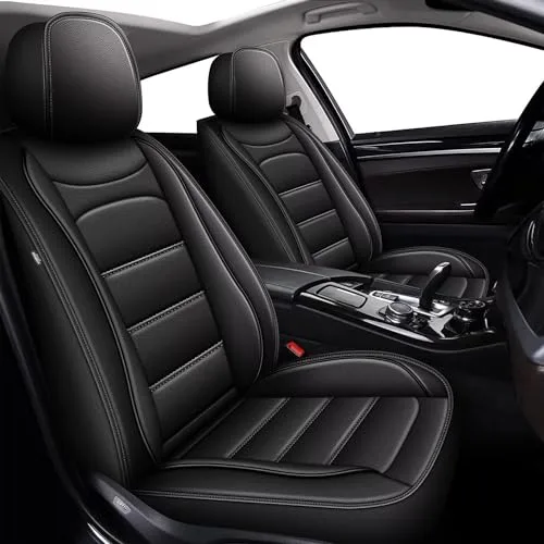 IKABEVEM black leather five-seat cover set fitted in a sedan, made for the 2007-2017 Honda Accord