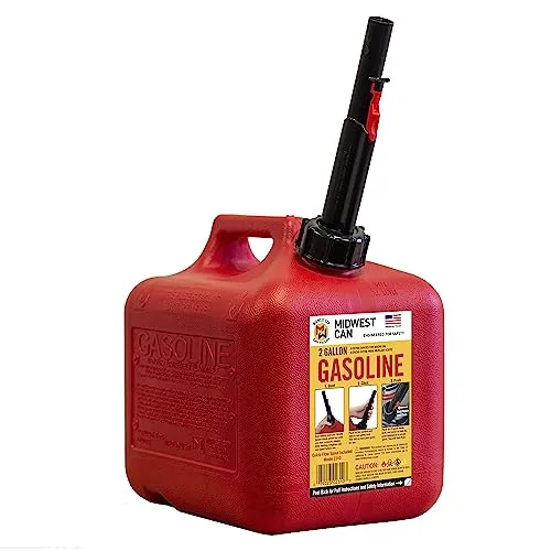 Midwest Can 2-gallon red gasoline can with FlameShield safety spout