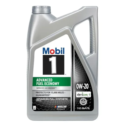 Mobil 1 Advanced Fuel Economy Full Synthetic 0W-20 motor oil, 5 quart jug
