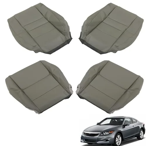 munirater gray leatherette seat cover set made for the 2008-2012 Honda Accord Sedan front seats, shown with a Honda Accord Coupe inset photo