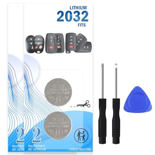 CR2032 key fob battery 4-pack with opening tool for Toyota Prius